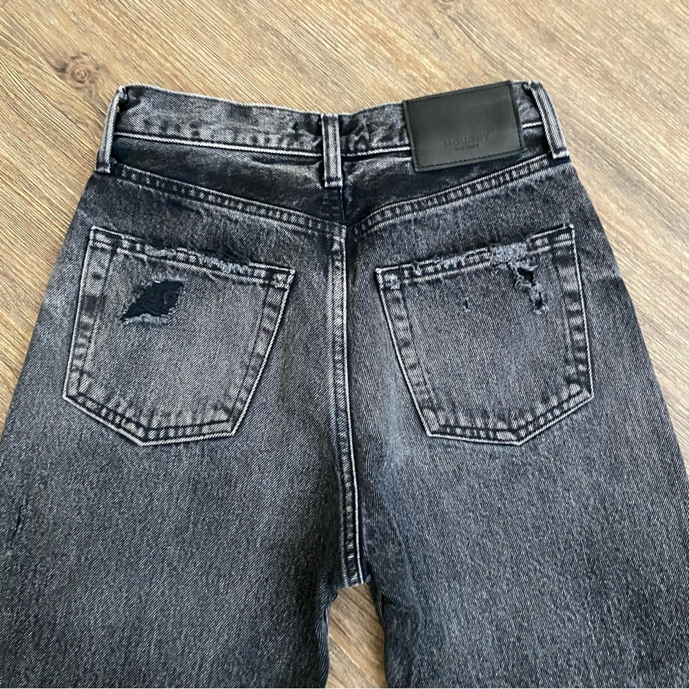 Moussy Vintage Black Odessa Wide Straight Leg‎ High Rise Distressed Jean - Picture 11 of 12